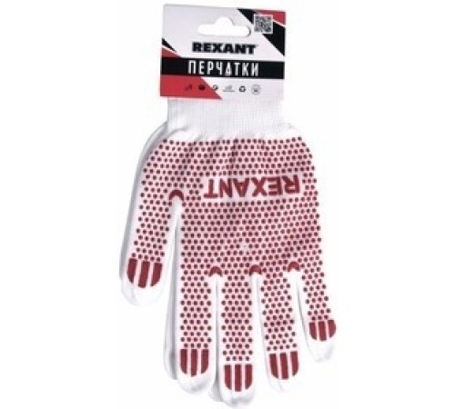 Перчатки х/б белые нейлоновые («Точка» ПВХ) REXANT Перчатки х/б белые нейлоновые («Точка» ПВХ) REXANT