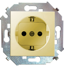 Розетка 1-м СП Simon 15 16А IP20 250В с заземл. Schuko защ. шторки винтов. клеммы механизм сл. кость