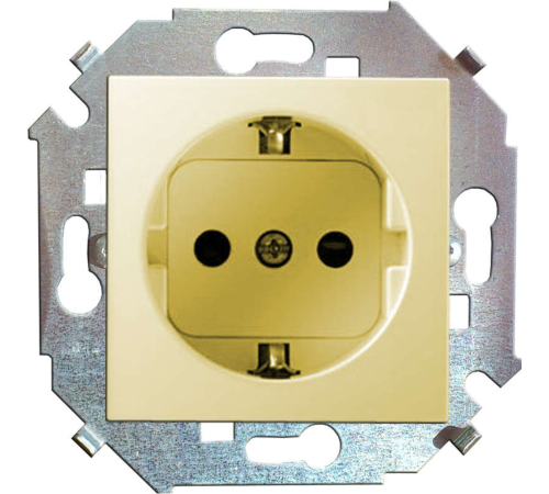 Розетка 1-м СП Simon 15 16А IP20 250В с заземл. Schuko защ. шторки винтов. клеммы механизм сл. кость