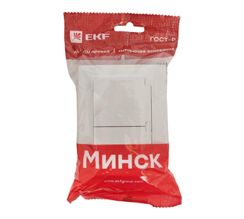 Розетка 2-м СП Минск 16А IP44 с заземл. защ. шторки с крышкой бел. EKF ERR16-129-200-44