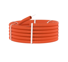Труба гофрированная ПНД гибкая легкая d40мм с протяжкой оранж. (уп.20м) DKC 71940