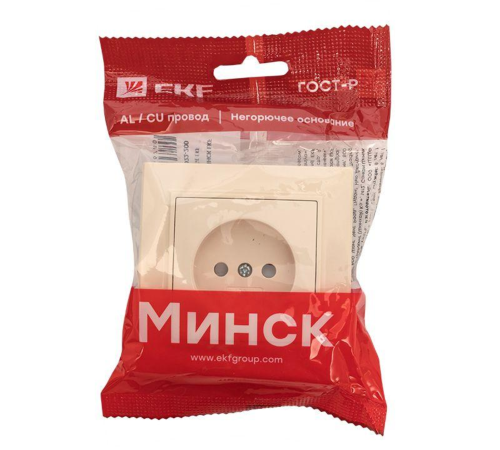 EKF ERR10-022-200 Розетка 1-мест. СП б/з 10 А с защ. штор. бежевый Минск EKF