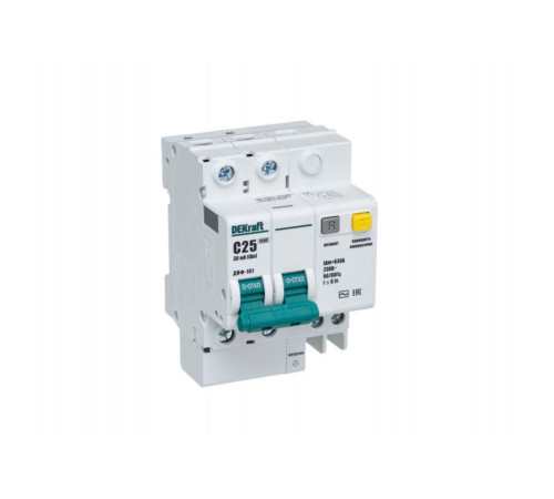 Выключатель автоматический дифференциального тока 2п C 25А 30мА тип AC 4.5кА ДИФ-101 4.5мод. DEKraft