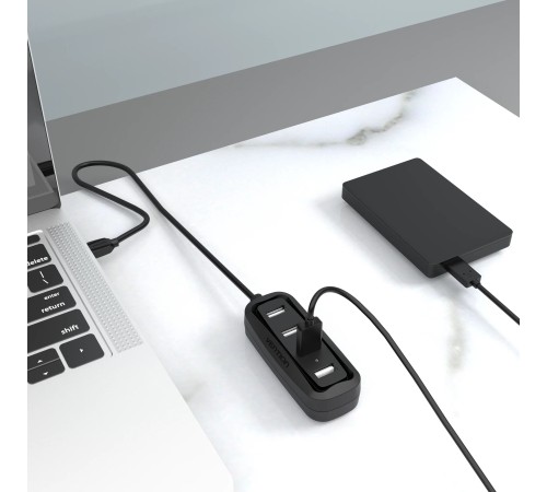 Концентратор Vention USB 2.0 на 4 порта Черный - 1м. Vention VAS-J43-B100