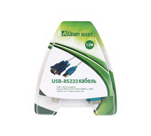 Кабель-переходник USB Am -> RS-232 DB9M, винты ( добавляет в систему  COM порт) Aopen/Qust <ACU804> VCOM AOpen USB 2.0 Type-AM - COM(RS232) 9M (ACU804)