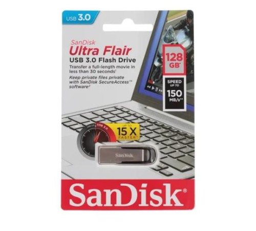 Флэш-диск USB 3.0 128Gb SanDisk Ultra Flair <SDCZ73-128G-G46B> Tropical Blue