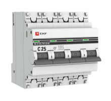 EKF mcb4763-4-25C-pro Автоматический выключатель 4P 25А (C) 4,5kA ВА 47-63 EKF PROxima