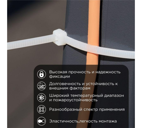 Rexant (07-0250-5) Хомут nylon 5.0 х 250 мм 100 шт белый Rexant (07-0250-5) Хомут nylon 5.0 х 250 мм 100 шт белый