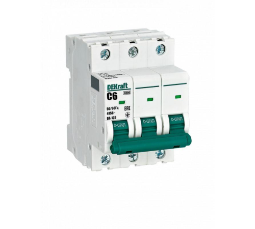 Выключатель автоматический модульный 3п C 6А 6кА ВА-103 DEKraft 12301DEK