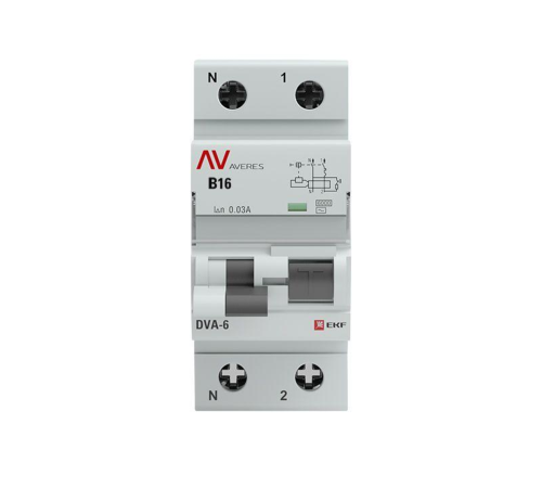 EKF rcbo6-1pn-16B-30-ac-av Дифференциальный автомат DVA-6 1P+N 16А (B) 30мА (AC) 6кА EKF AVERES EKF rcbo6-1pn-16B-30-ac-av Дифференциальный автомат DVA-6 1P+N 16А (B) 30мА (AC) 6кА EKF AVERES