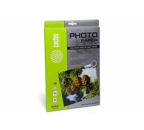 Фотобумага Cactus CS-GA314050 A3/140г/м2/50л./белый глянцевое для струйной печати Фотобумага Cactus CS-GA314050 A3/140г/м2/50л./белый глянцевое для струйной печати