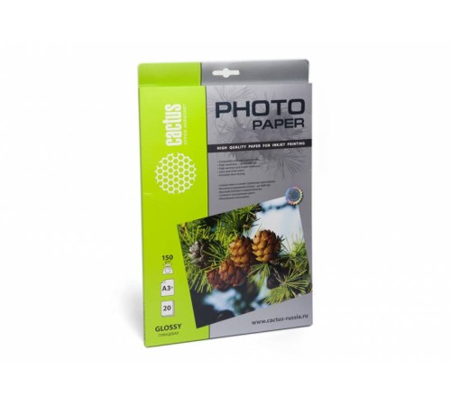 Фотобумага Cactus CS-GA315020 A3+/150г/м2/20л./белый глянцевое для струйной печати Фотобумага Cactus CS-GA315020 A3+/150г/м2/20л./белый глянцевое для струйной печати