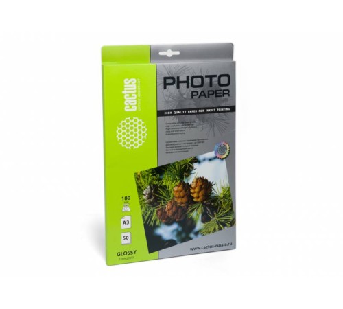 Фотобумага Cactus CS-GA318050 A3/180г/м2/50л./белый глянцевое для струйной печати Фотобумага Cactus CS-GA318050 A3/180г/м2/50л./белый глянцевое для струйной печати
