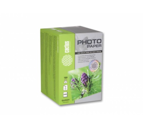 Фотобумага Cactus CS-GA6180500 10x15/180г/м2/500л./белый глянцевое для струйной печати Фотобумага Cactus CS-GA6180500 10x15/180г/м2/500л./белый глянцевое для струйной печати