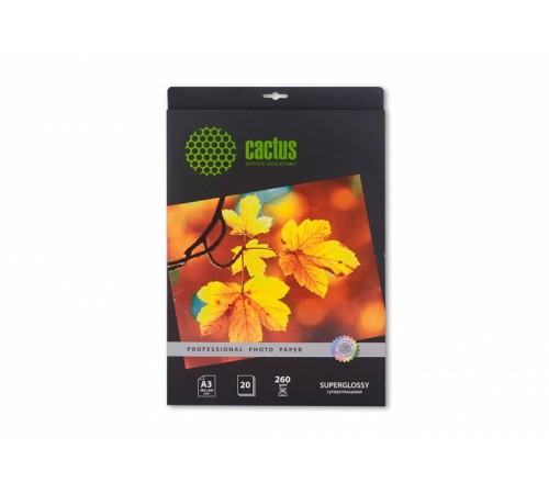 Фотобумага Cactus Prof CS-HGA326020 A3/260г/м2/20л./белый глянцевое для струйной печати Фотобумага Cactus Prof CS-HGA326020 A3/260г/м2/20л./белый глянцевое для струйной печати