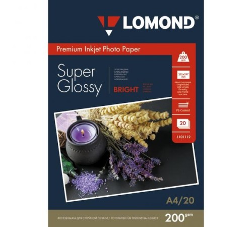 Фотобумага Lomond 1101112 A4/200г/м2/20л./белый высокоглянцевое для струйной печати Фотобумага Lomond 1101112 A4/200г/м2/20л./белый высокоглянцевое для струйной печати