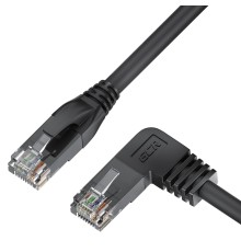 GCR Патч-корд прямой 2.0m UTP кат.5e, черный, левый угол, литой, ethernet high speed, RJ45, T568B, GCR-53151 Greenconnect RJ45(m) - RJ45(m) Cat. 5e 2м чёрный (GCR-53151)