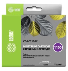Картридж струйный Cactus CS-LC1100Y желтый (16мл) для Brother DCP-385c/6690cw/MFC-990/5890/5895/6490