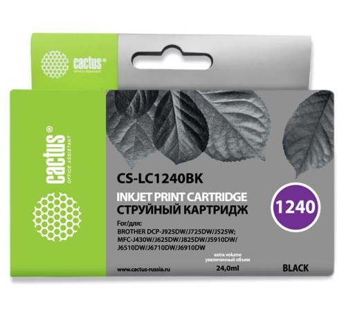 Картридж струйный Cactus CS-LC1240BK черный (24мл) для Brother MFC-J6510/6910DW