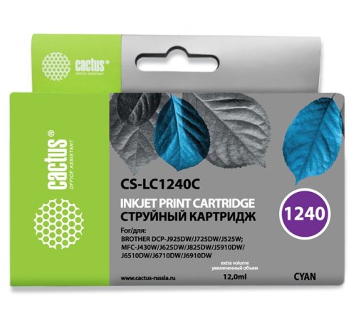 Картридж струйный Cactus CS-LC1240C голубой (12мл) для Brother MFC-J6510/6910DW