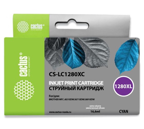 Картридж струйный Cactus CS-LC1280XC голубой (16.6мл) для Brother MFC-J6510/6910DW