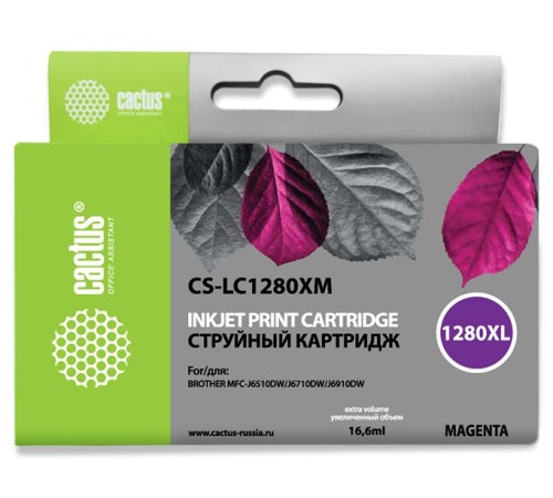 Картридж струйный Cactus CS-LC1280XM пурпурный (16.6мл) для Brother MFC-J6510/6910DW