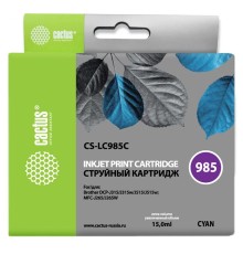 Картридж струйный Cactus CS-LC985C голубой (15мл) для Brother DCPJ315W/DCPJ515W/MFCJ265W