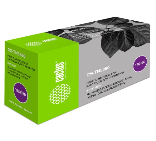 Картридж лазерный Cactus CS-TN3380 TN-3380 черный (8000стр.) для Brother HL-5440D/5450DN/5470DW/6180DW/DCP8110/8250/MFC-8520/8950