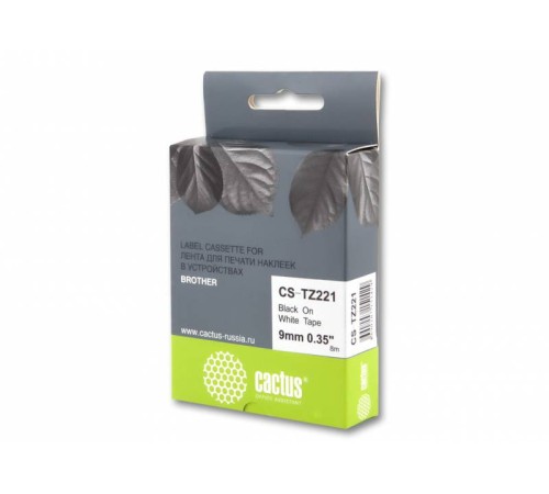 Картридж ленточный Cactus CS-TZ221 TZe-221 черный для Brother 1010/1280/1280VP/2700VP