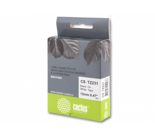 Картридж ленточный Cactus CS-TZ231 TZe-231 черный для Brother 1010/1280/1280VP/2700VP