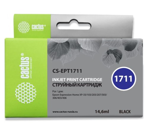 Картридж струйный Cactus CS-EPT1711 черный (14.6мл) для Epson XP-33/103/203/207/303/306/403/406