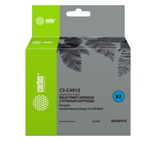 Картридж струйный Cactus CS-C4912 №82 пурпурный (72мл) для HP DJ 500/800C