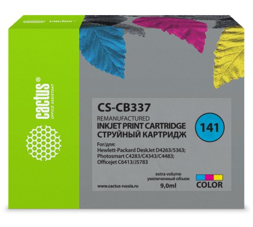 Картридж струйный Cactus CS-CB337 №141 многоцветный (9мл) для HP DJ D4263/D4363/D5360/DJ J5783/J6413