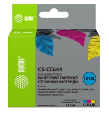 Картридж струйный Cactus CS-CC644 №121XL многоцветный (18мл) для HP DJ D1663/D2500/D2563/D2663/D5563/F2423/F2493/F4213/F4275/F4280/F4283/F4583/PS C4683/C4783