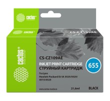 Картридж струйный Cactus CS-CZ109AE №655 черный (21.6мл) для HP DJ IA 3525/5525/4525
