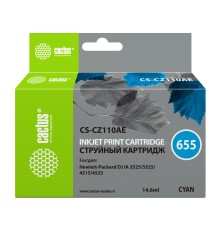Картридж струйный Cactus CS-CZ110AE №655 голубой (14.6мл) для HP DJ IA 3525/5525/4525