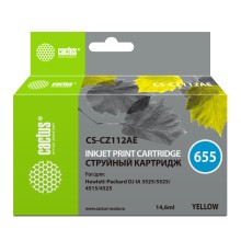 Картридж струйный Cactus CS-CZ112AE №655 желтый (14.6мл) для HP DJ IA 3525/5525/4525