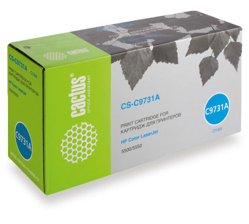 Картридж лазерный Cactus CS-C9731A голубой (13000стр.) для HP CLJ 5500/5550