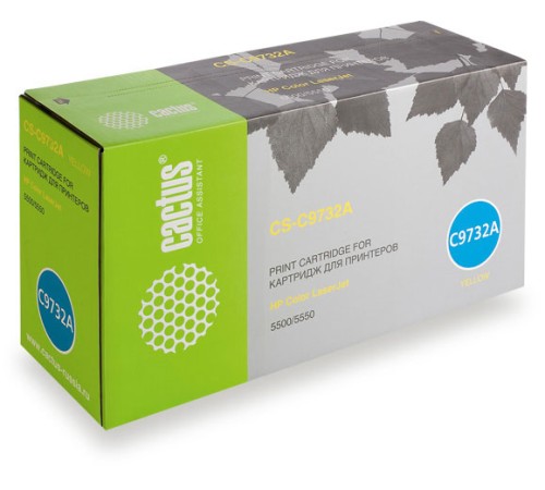 Картридж лазерный Cactus CS-C9732A желтый (12000стр.) для HP CLJ 5500/5550
