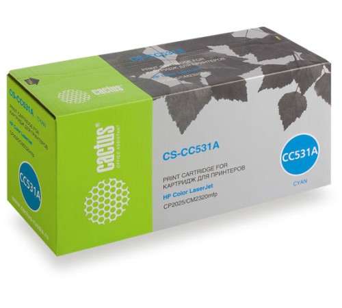 Картридж лазерный Cactus CS-CC531A CC531A голубой (2800стр.) для HP CLJ CP2025/CM2320