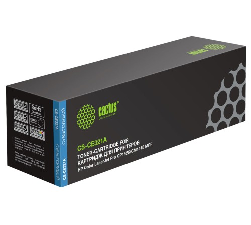 Картридж лазерный Cactus CS-CE321A CE321A голубой (1300стр.) для HP LJ CP1525