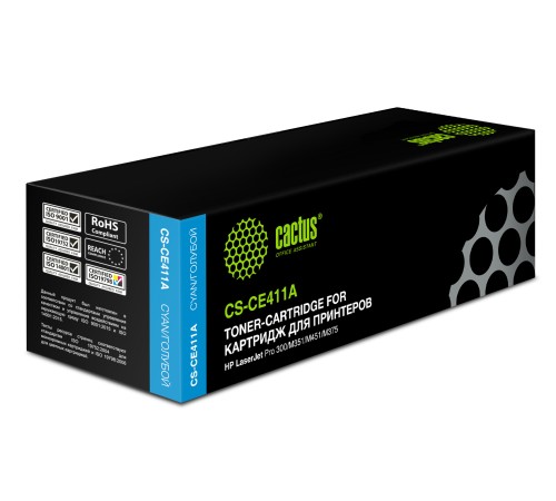 Картридж лазерный Cactus CS-CE411A CE411A голубой (2600стр.) для HP LJ Pro 300/M351/M451/M375
