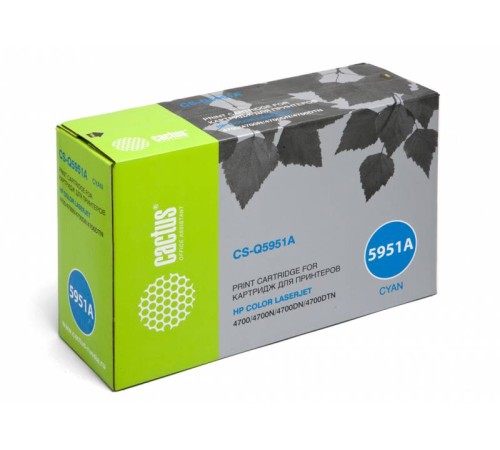 Картридж лазерный Cactus CS-Q5951A Q5951A голубой (10000стр.) для HP LJ 4700