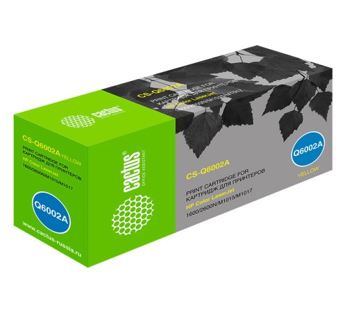 Картридж лазерный Cactus CS-Q6002A Q6002A желтый (2000стр.) для HP CLJ 1600/2600N/M1015/M1017