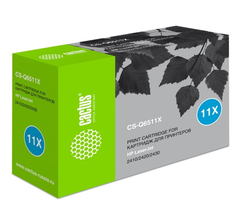 Картридж лазерный Cactus CS-Q6511X Q6511X черный (12000стр.) для HP LJ 2410/2420/2420DN/2430