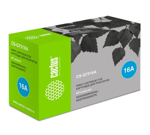 Картридж лазерный Cactus CS-Q7516A Q7516A черный (12000стр.) для HP LJ 5200/5200N/5200L/5200TN/5200DTN
