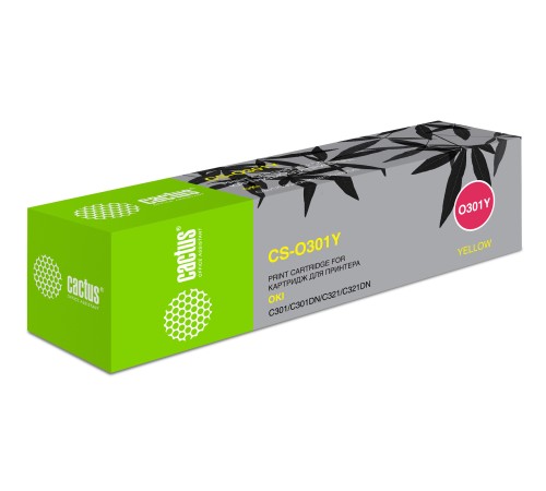 Картридж лазерный Cactus 44973541 CS-O301Y желтый (1500стр.) для Oki C301/321