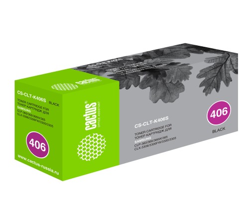 Картридж лазерный Cactus CS-CLT-K406S CLT-K406S черный (1500стр.) для Samsung CLP-360/365/CLX-3300/3305