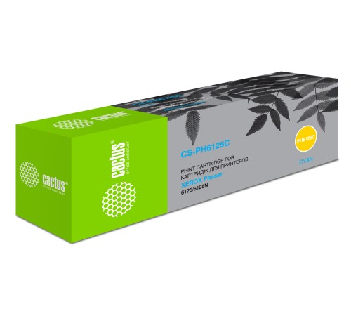 Картридж лазерный Cactus CS-PH6125C 106R01335 голубой (1000стр.) для Xerox Phaser 6125