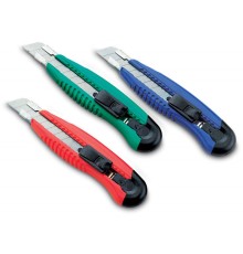 Нож канцелярский Kw-Trio 3713 шир.лез.18мм усиленный 2 сменных лезвия металл ассорти блистер